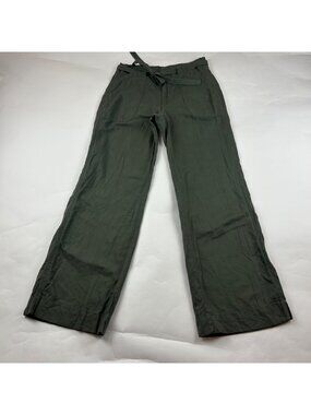 Gap Dark Olive Linen Blend Belted Wide Leg Summer Pant 4